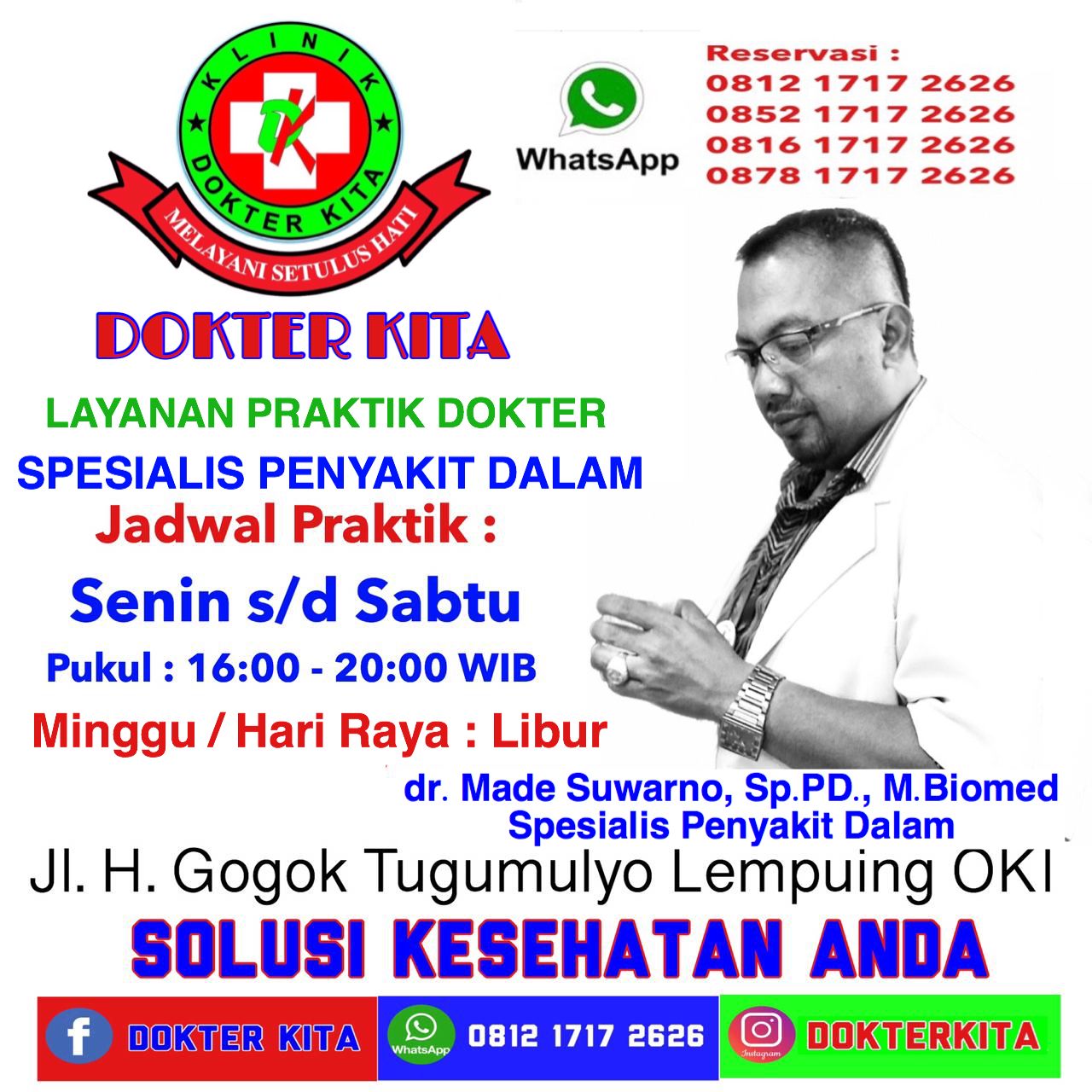Dokter spesialis penyakit dalam di Lintas Timur Desa Tugumulyo, Lempuing, OKI Ogan Komering Ilir Sumatera Selatan